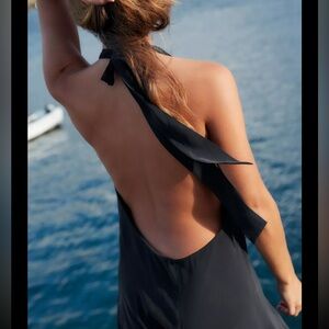 Zara NWT halter tie midi dress Black Size XXL